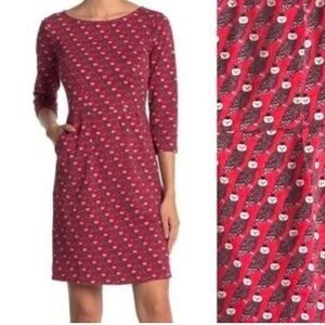 Boden NWT Owl Novelty Print 100% Cotton Cute Quirky Fall Winter Dress size 2